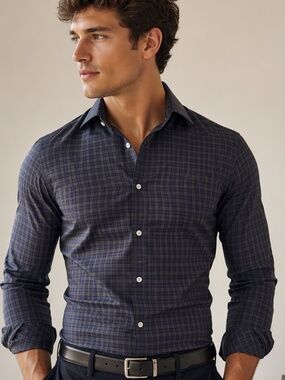 Lauren Ralph Lauren Slim Fit Dress Shirt Blue Green Plaid Non Iron Men’s 15 32/3